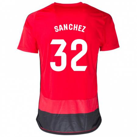 Kandiny Hombre Camiseta Rubén Sánchez #32 Negro Rojo 1ª Equipación 2023/24 La Camisa Chile