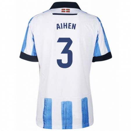 Kandiny Hombre Camiseta Aihen Muñoz #3 Azul Blanco 1ª Equipación 2023/24 La Camisa Chile