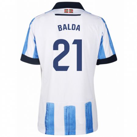 Kandiny Hombre Camiseta Jon Balda #21 Azul Blanco 1ª Equipación 2023/24 La Camisa Chile