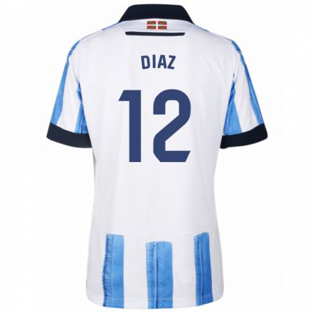Kandiny Hombre Camiseta Ekain Díaz #12 Azul Blanco 1ª Equipación 2023/24 La Camisa Chile