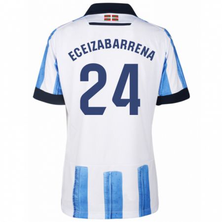 Kandiny Hombre Camiseta Jon Eceizabarrena #24 Azul Blanco 1ª Equipación 2023/24 La Camisa Chile