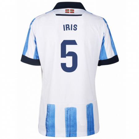 Kandiny Hombre Camiseta Iris Arnaiz Gil #5 Azul Blanco 1ª Equipación 2023/24 La Camisa Chile