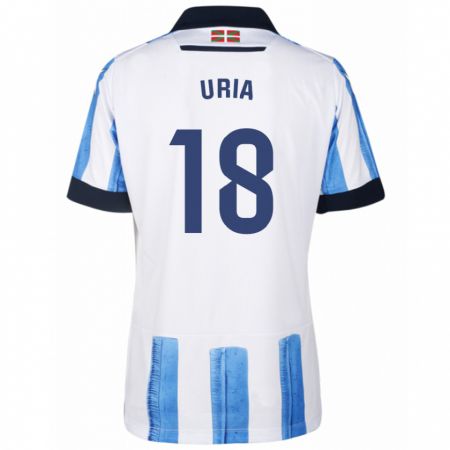 Kandiny Hombre Camiseta Mirari Uria Gabilondo #18 Azul Blanco 1ª Equipación 2023/24 La Camisa Chile