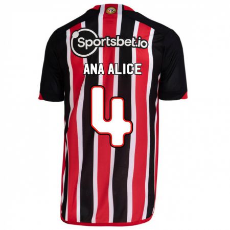 Kandiny Hombre Camiseta Ana Alice Luciano Da Silva #4 Azul Rojo 2ª Equipación 2023/24 La Camisa Chile