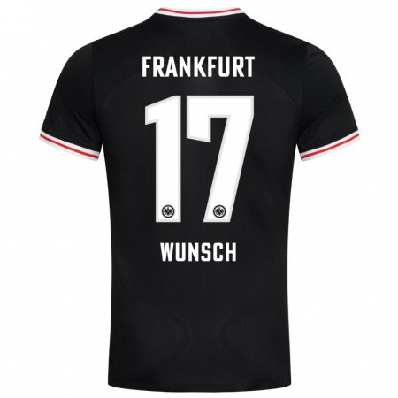 Kandiny Hombre Camiseta Paul Wünsch #17 Negro 2ª Equipación 2023/24 La Camisa Chile