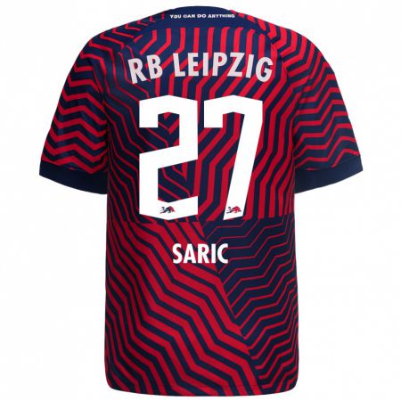 Kandiny Hombre Camiseta Lucio Saric #27 Azul Rojo 2ª Equipación 2023/24 La Camisa Chile