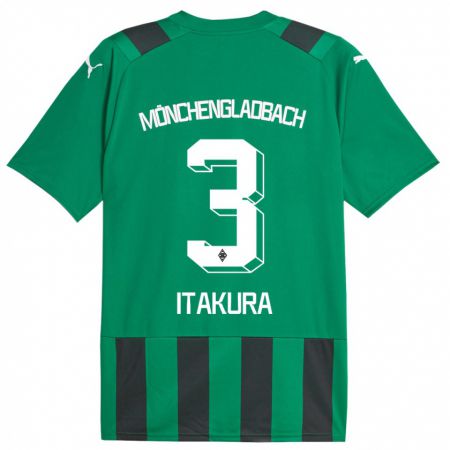 Kandiny Hombre Camiseta Ko Itakura #3 Verde Negro 2ª Equipación 2023/24 La Camisa Chile