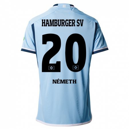 Kandiny Hombre Camiseta András Németh #20 Azul 2ª Equipación 2023/24 La Camisa Chile