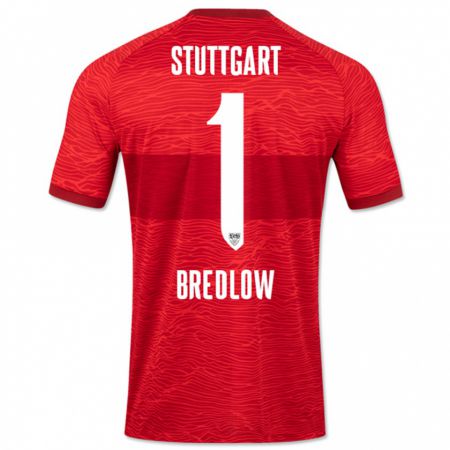Kandiny Hombre Camiseta Fabian Bredlow #1 Rojo 2ª Equipación 2023/24 La Camisa Chile
