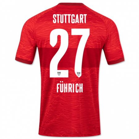 Kandiny Hombre Camiseta Chris Führich #27 Rojo 2ª Equipación 2023/24 La Camisa Chile