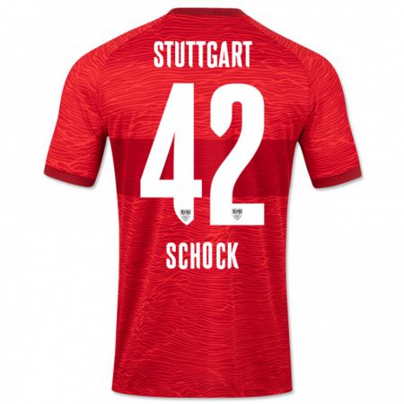Kandiny Hombre Camiseta Florian Schock #42 Rojo 2ª Equipación 2023/24 La Camisa Chile