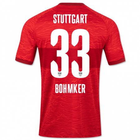 Kandiny Hombre Camiseta Finn Böhmker #33 Rojo 2ª Equipación 2023/24 La Camisa Chile
