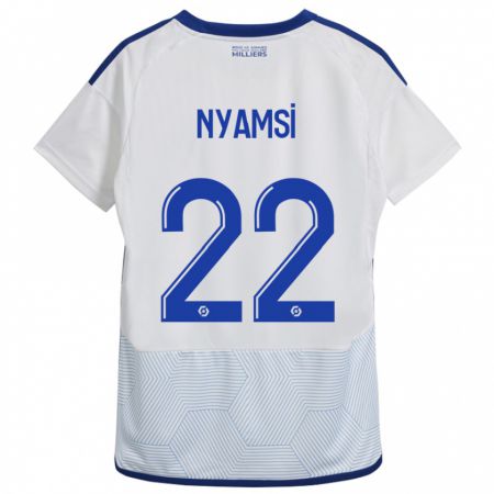 Kandiny Hombre Camiseta Gerzino Nyamsi #22 Blanco 2ª Equipación 2023/24 La Camisa Chile