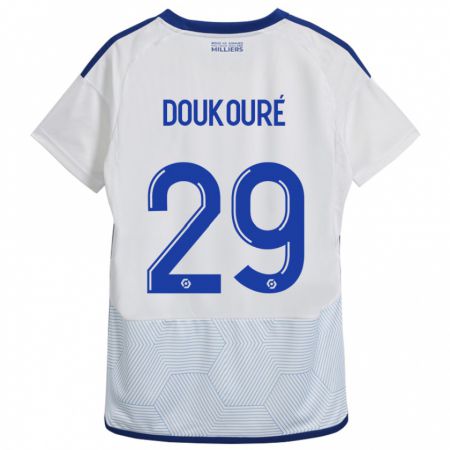 Kandiny Hombre Camiseta Ismaël Doukouré #29 Blanco 2ª Equipación 2023/24 La Camisa Chile