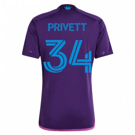 Kandiny Hombre Camiseta Andrew Privett #34 Violeta 2ª Equipación 2023/24 La Camisa Chile