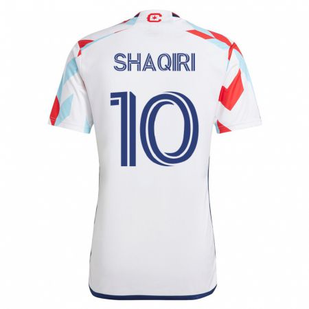 Kandiny Hombre Camiseta Xherdan Shaqiri #10 Blanco Azul 2ª Equipación 2023/24 La Camisa Chile