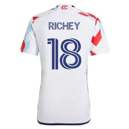 Kandiny Hombre Camiseta Spencer Richey #18 Blanco Azul 2ª Equipación 2023/24 La Camisa Chile
