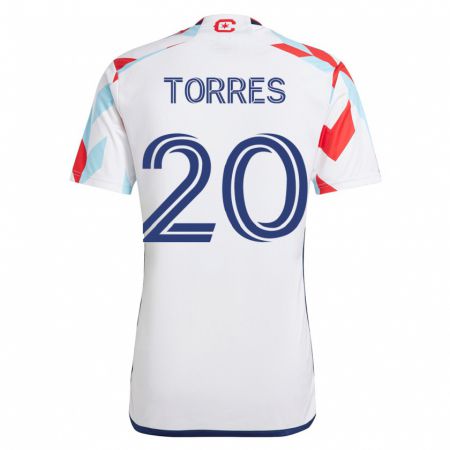 Kandiny Hombre Camiseta Jairo Torres #20 Blanco Azul 2ª Equipación 2023/24 La Camisa Chile