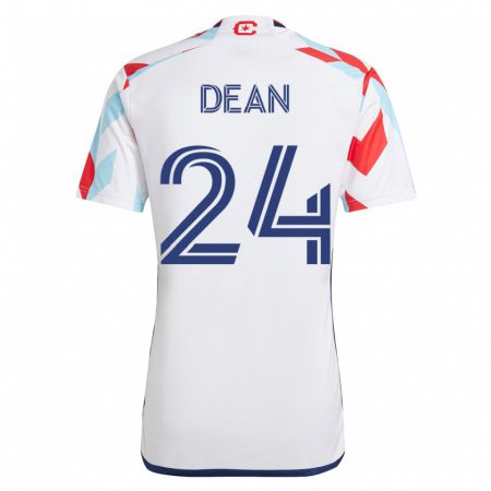 Kandiny Hombre Camiseta Jonathan Dean #24 Blanco Azul 2ª Equipación 2023/24 La Camisa Chile