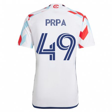 Kandiny Hombre Camiseta Luka Prpa #49 Blanco Azul 2ª Equipación 2023/24 La Camisa Chile
