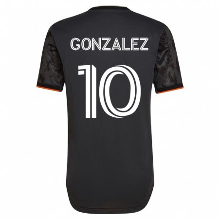 Kandiny Hombre Camiseta Yair González #10 Negro 2ª Equipación 2023/24 La Camisa Chile