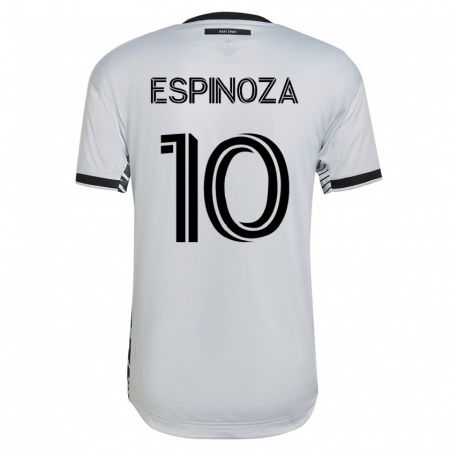 Kandiny Hombre Camiseta Cristian Espinoza #10 Blanco 2ª Equipación 2023/24 La Camisa Chile