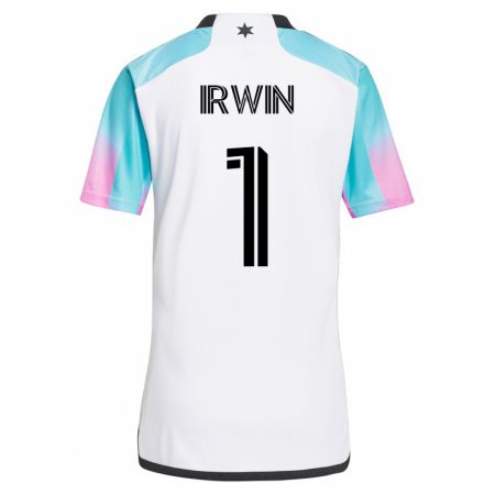 Kandiny Hombre Camiseta Clint Irwin #1 Blanco 2ª Equipación 2023/24 La Camisa Chile
