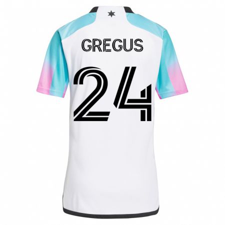 Kandiny Hombre Camiseta Ján Gregus #24 Blanco 2ª Equipación 2023/24 La Camisa Chile