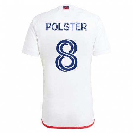 Kandiny Hombre Camiseta Matt Polster #8 Blanco Rojo 2ª Equipación 2023/24 La Camisa Chile