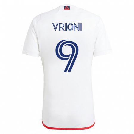 Kandiny Hombre Camiseta Giacomo Vrioni #9 Blanco Rojo 2ª Equipación 2023/24 La Camisa Chile
