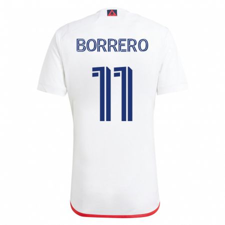 Kandiny Hombre Camiseta Dylan Borrero #11 Blanco Rojo 2ª Equipación 2023/24 La Camisa Chile