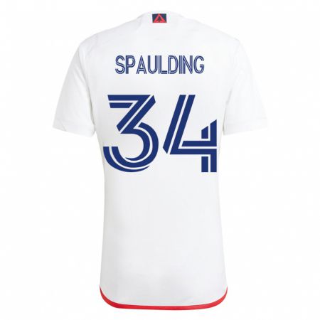 Kandiny Hombre Camiseta Ryan Spaulding #34 Blanco Rojo 2ª Equipación 2023/24 La Camisa Chile