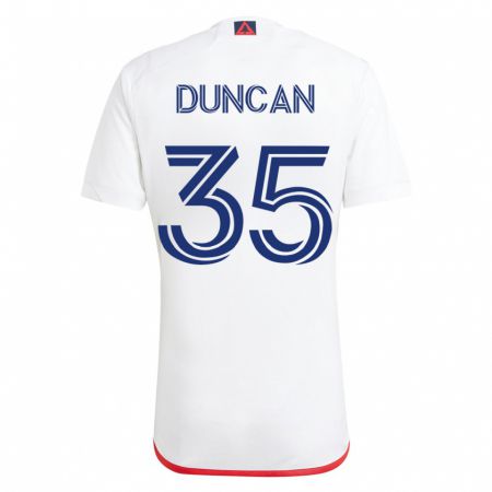 Kandiny Hombre Camiseta Nakye Greenidge-Duncan #35 Blanco Rojo 2ª Equipación 2023/24 La Camisa Chile
