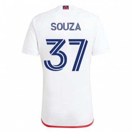 Kandiny Hombre Camiseta Victor Souza #37 Blanco Rojo 2ª Equipación 2023/24 La Camisa Chile