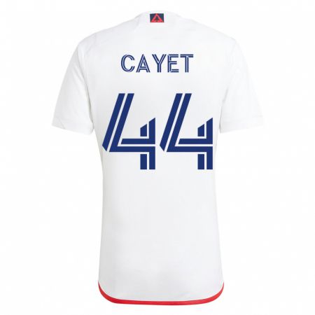 Kandiny Hombre Camiseta Pierre Cayet #44 Blanco Rojo 2ª Equipación 2023/24 La Camisa Chile