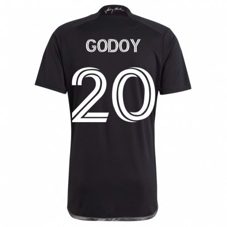 Kandiny Hombre Camiseta Aníbal Godoy #20 Negro 2ª Equipación 2023/24 La Camisa Chile