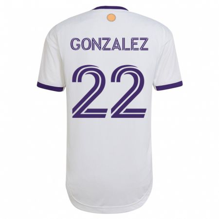 Kandiny Hombre Camiseta Gastón González #22 Blanco 2ª Equipación 2023/24 La Camisa Chile