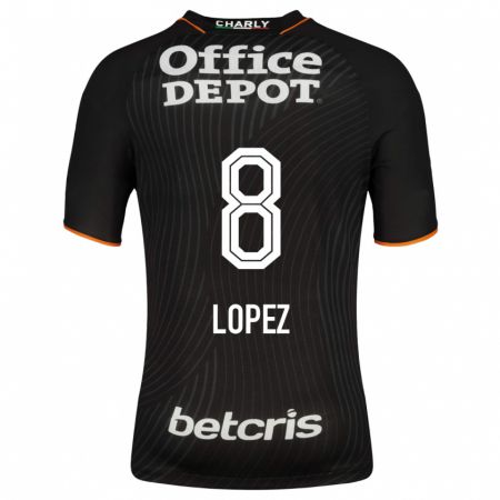 Kandiny Hombre Camiseta Javier Eduardo López #8 Negro 2ª Equipación 2023/24 La Camisa Chile