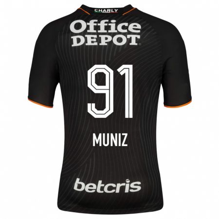 Kandiny Hombre Camiseta Brandon Muñiz #91 Negro 2ª Equipación 2023/24 La Camisa Chile