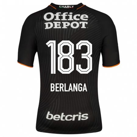 Kandiny Hombre Camiseta Jorge Berlanga #183 Negro 2ª Equipación 2023/24 La Camisa Chile