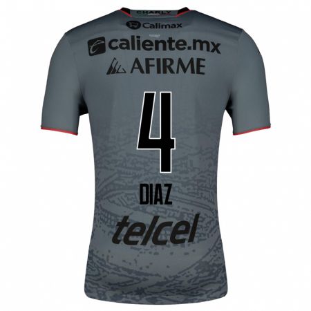 Kandiny Hombre Camiseta Nicolás Díaz #4 Gris 2ª Equipación 2023/24 La Camisa Chile