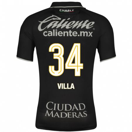 Kandiny Hombre Camiseta Óscar Villa #34 Negro 2ª Equipación 2023/24 La Camisa Chile