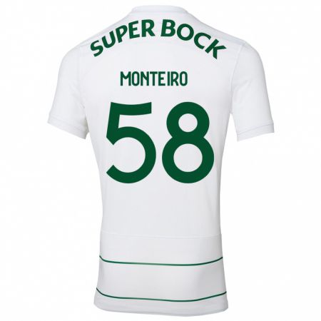 Kandiny Hombre Camiseta David Monteiro #58 Blanco 2ª Equipación 2023/24 La Camisa Chile