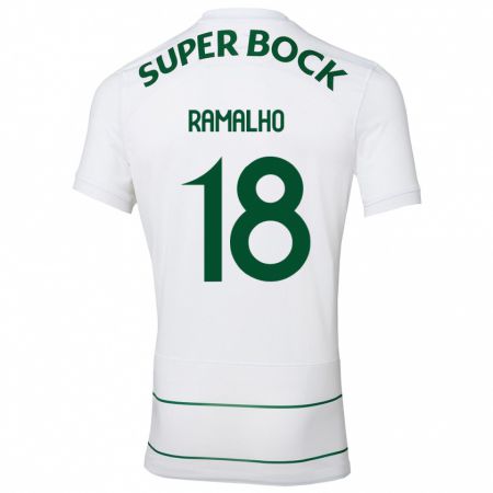 Kandiny Hombre Camiseta Inês Filipa Ramalho Gonçalves #18 Blanco 2ª Equipación 2023/24 La Camisa Chile