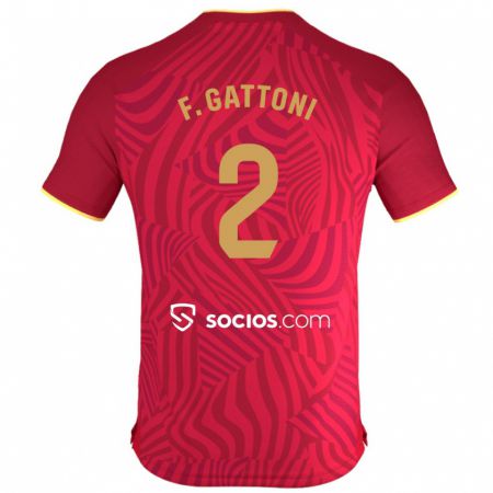 Kandiny Hombre Camiseta Federico Gattoni #2 Rojo 2ª Equipación 2023/24 La Camisa Chile