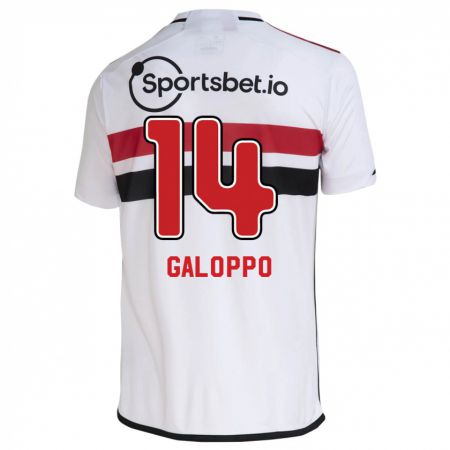 Kandiny Mujer Camiseta Giuliano Galoppo #14 Blanco 1ª Equipación 2023/24 La Camisa Chile