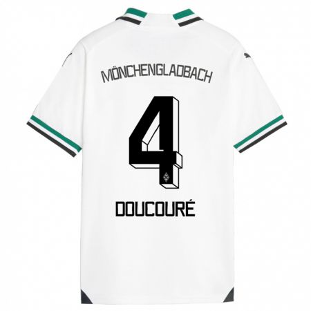 Kandiny Mujer Camiseta Mamadou Doucouré #4 Blanco Verde 1ª Equipación 2023/24 La Camisa Chile