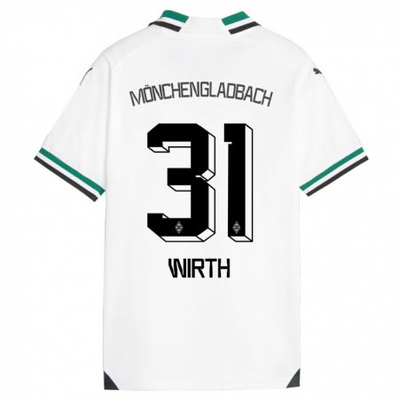 Kandiny Mujer Camiseta Linus Wirth #31 Blanco Verde 1ª Equipación 2023/24 La Camisa Chile