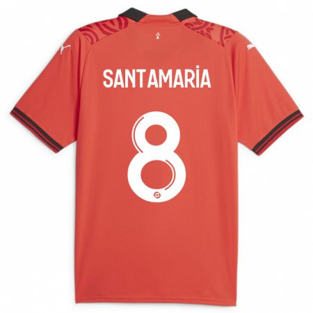 Kandiny Mujer Camiseta Baptiste Santamaria #8 Rojo 1ª Equipación 2023/24 La Camisa Chile