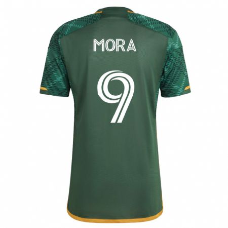 Kandiny Mujer Camiseta Felipe Mora #9 Verde 1ª Equipación 2023/24 La Camisa Chile
